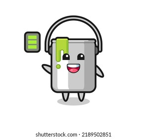 paint tin mascot character with energetic gesture , cute style design for t shirt, sticker, logo element