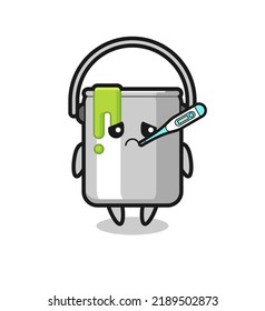 paint tin mascot character with fever condition , cute style design for t shirt, sticker, logo element