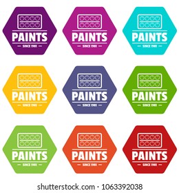 Paint tool icons 9 set coloful isolated on white for web