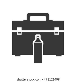 paint tool kit box repair construction silhouette icon. Flat and Isolated design. Vector illustration