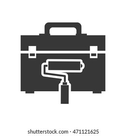 paint tool kit box repair construction silhouette icon. Flat and Isolated design. Vector illustration