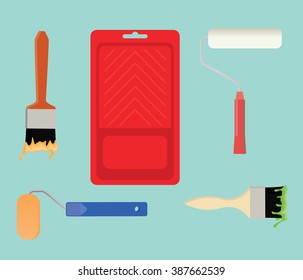 paint tools collection stuff vector illustration