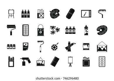 Paint tools icon set. Simple set of paint tools vector icons for web design isolated on white background