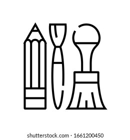 Paint tools line icon, concept sign, outline vector illustration, linear symbol.