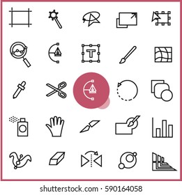 Paint tools linear vector icon pack 24