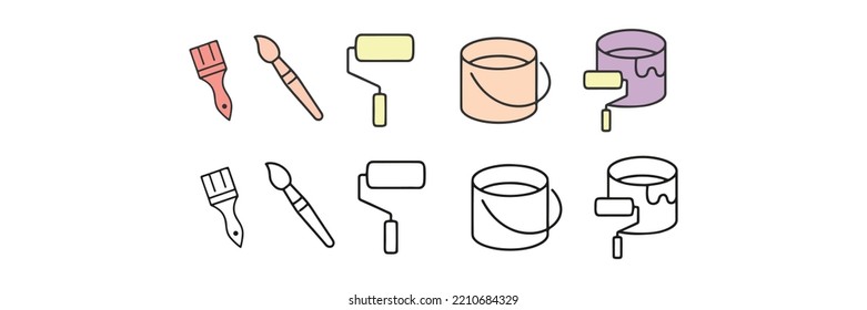 Paint tools vector icon set. Modern vector icon design