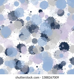 Paint transparent stains vector seamless grunge background. Decorative ink splatter, spray blots, mud spot elements seamless. Watercolor paint splashes pattern, smear fluid splats.
