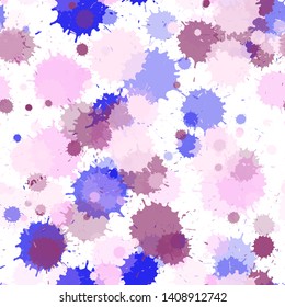 Paint transparent stains vector seamless wallpaper pattern. Decorative ink splatter, spray blots, dirty spot elements seamless. Watercolor paint splashes pattern, smear fluid splats.