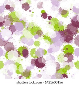 Paint transparent stains vector seamless grunge background. Hand drawn ink splatter, spray blots, mud spot elements seamless. Watercolor paint splashes pattern, smear liquid stains.