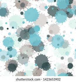 Paint transparent stains vector seamless grunge background. Colorful ink splatter, spray blots, dirty spot elements seamless. Watercolor paint splashes pattern, smear liquid stains.