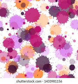 Paint transparent stains vector seamless grunge background. Rusty ink splatter, spray blots, mud spot elements seamless. Watercolor paint splashes pattern, smear fluid splats.
