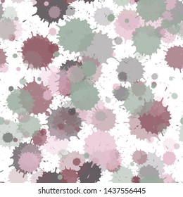 Paint transparent stains vector seamless grunge background. Decorative ink splatter, spray blots, dirty spot elements seamless. Watercolor paint splashes pattern, smear fluid splats.