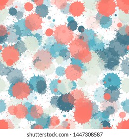 Paint transparent stains vector seamless wallpaper pattern. Hipster ink splatter, spray blots, mud spot elements seamless. Watercolor paint splashes pattern, smear fluid splats.