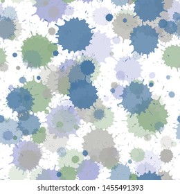 Paint transparent stains vector seamless grunge background. Funky ink splatter, spray blots, dirty spot elements seamless. Watercolor paint splashes pattern, smear liquid stains.
