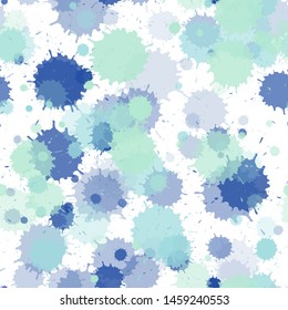 Paint transparent stains vector seamless grunge background. Retro ink splatter, spray blots, dirty spot elements seamless. Watercolor paint splashes pattern, smear fluid splats.