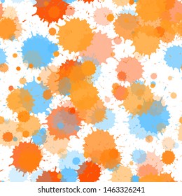 Paint transparent stains vector seamless wallpaper pattern. Cool ink splatter, spray blots, mud spot elements seamless. Watercolor paint splashes pattern, smear liquid stains.