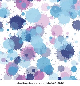 Paint transparent stains vector seamless grunge background. Artistic ink splatter, spray blots, dirty spot elements seamless. Watercolor paint splashes pattern, smear liquid stains.