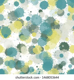 Paint transparent stains vector seamless wallpaper pattern. Rusty ink splatter, spray blots, mud spot elements seamless. Watercolor paint splashes pattern, smear liquid stains.