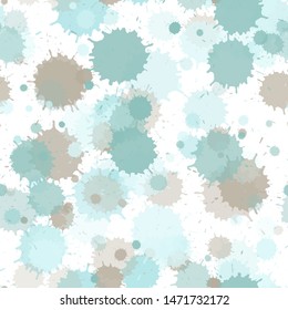Paint transparent stains vector seamless grunge background. Artistic ink splatter, spray blots, dirty spot elements seamless. Watercolor paint splashes pattern, smear liquid stains.