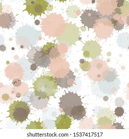 Paint transparent stains vector seamless grunge background. Cool ink splatter, spray blots, mud spot elements seamless. Watercolor paint splashes pattern, smear fluid splats.