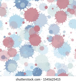 Paint transparent stains vector seamless grunge background. Hipster ink splatter, spray blots, mud spot elements seamless. Watercolor paint splashes pattern, smear fluid splats.