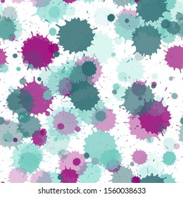 Paint transparent stains vector seamless grunge background. Vintage ink splatter, spray blots, mud spot elements seamless. Watercolor paint splashes pattern, smear liquid stains.