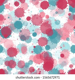 Paint transparent stains vector seamless grunge background. Hipster ink splatter, spray blots, mud spot elements seamless. Watercolor paint splashes pattern, smear fluid splats.