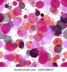 Paint transparent stains vector seamless wallpaper pattern. Hipster ink splatter, spray blots, mud spot elements seamless. Watercolor paint splashes pattern, smear fluid splats.
