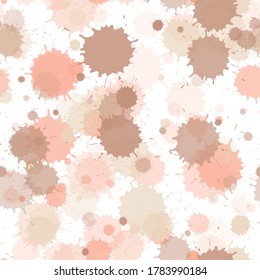 Paint transparent stains vector seamless grunge background. Colorful ink splatter, spray blots, mud spot elements seamless. Watercolor paint splashes pattern, smear fluid splats.