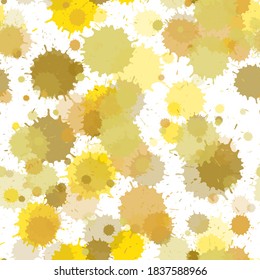 Paint transparent stains vector seamless wallpaper pattern. Decorative ink splatter, spray blots, mud spot elements seamless. Watercolor paint splashes pattern, smear fluid splats.