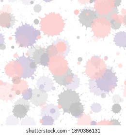 Paint transparent stains vector seamless grunge background. Mottled ink splatter, spray blots, dirty spot elements seamless. Watercolor paint splashes pattern, smear fluid splats.