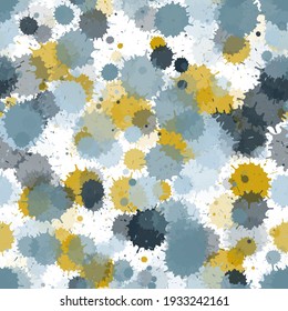 Farbige, transparente Flecken, Vektornahtlose grunge Hintergrund. Messy Tinte Splatt, Spray-Blots, schmutzige Spot-Elemente nahtlos. Aquarellfarben spritzen Muster, flüssige Flecken verschmieren.