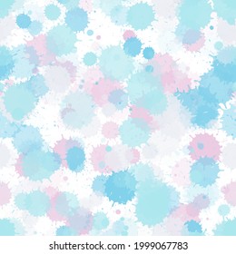 Paint transparent Flecken Vektornahtlose Wallpaper Muster. Modernes Tintenspat, Spritzflecken, verschmutzte Punktelemente nahtlos. Aquarellfarben Spritzmuster, Abstriche von Flüssigkeiten.