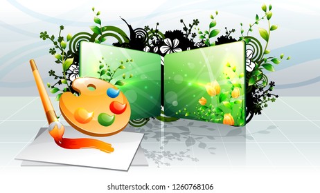 Paint tray and paint brush