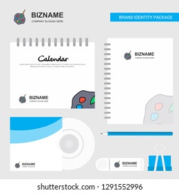 Paint tray Logo, Calendar Template, CD Cover, Diary and USB Brand Stationary Package Design Vector Template