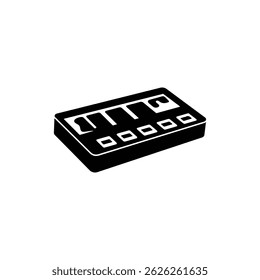 Ondiepe compartimenten van de lade met zwart gevuld pictogram