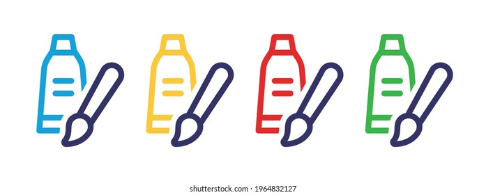 Paint tube with brush vector icon isolated on white background.