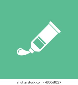 Paint Tube Flat Icon On Green Background