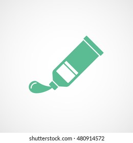 Paint Tube Green Flat Icon On Light Background