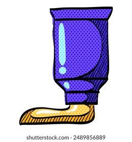 Paint tube halftone icon hand drawn color vector illustration