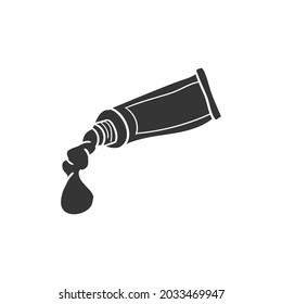 Paint Tube Icon Silhouette Illustration. Artictic Painting Vector Graphic Pictogram Symbol Clip Art. Doodle Sketch Black Sign.