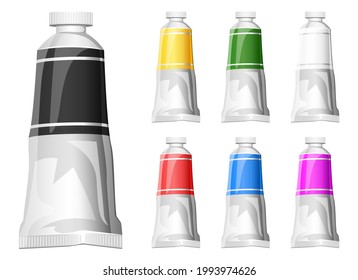 Dibujo del diseño del vector del tubo de pintura aislado en fondo blanco