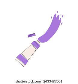 Paint tube. Violet Acrylic paint. Flat vector illustration isolated on white background