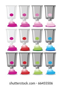 paint tubes against white background, abstract vector art illustration