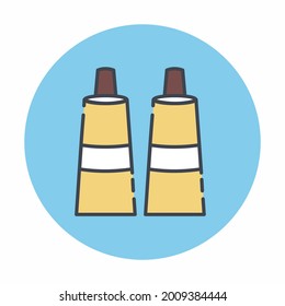 Paint tubes - blue orange. simple illustration. Editable stroke. Design template vector.Vector symbol