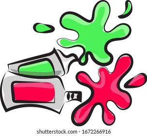 Paint tubes, illustration, vector on white background.