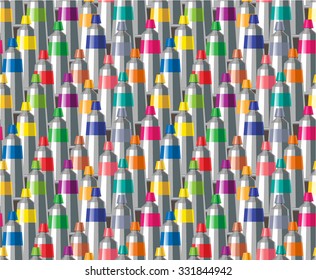 Paint tubes seamless pattern. Artistic vector background. Kids wallpaper.