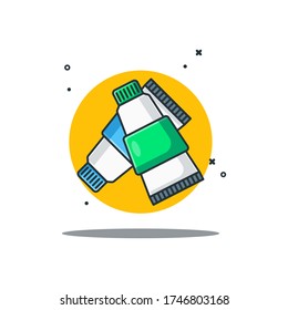 Paint Tubes Vector Icon Illustration. Breakfast Time. Flat Cartoon Style Suitable for Web Landing Page, Banner, Flyer, Sticker