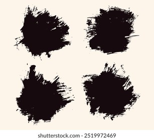 Vetor de tinta preto grunge pinceladas traçados feixe de quadros