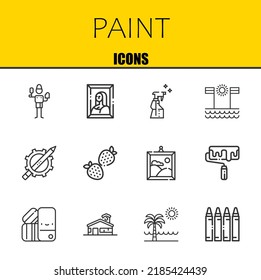 paint vector line icons set. brush, painting and spray Icons. Thin line design. Modern outline graphic elements, simple stroke symbols stock illustration